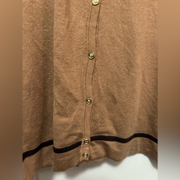 Anne Klein button down women’s XL Cardigan sweater brown contrast trim - Picture 7 of 15